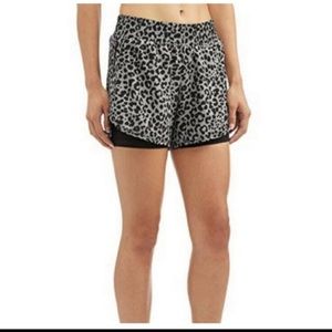 Avia gray black leopard running shorts work out fitness
